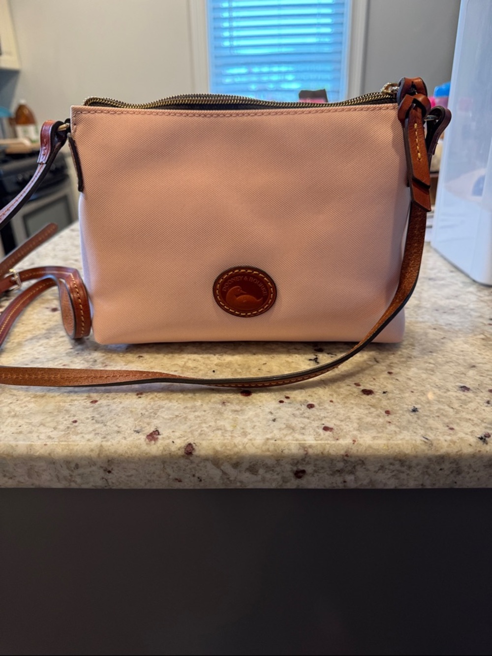 Dooney & Bourke Blush Pink Crossbody with Brown Leather Trim  new NEVER USE